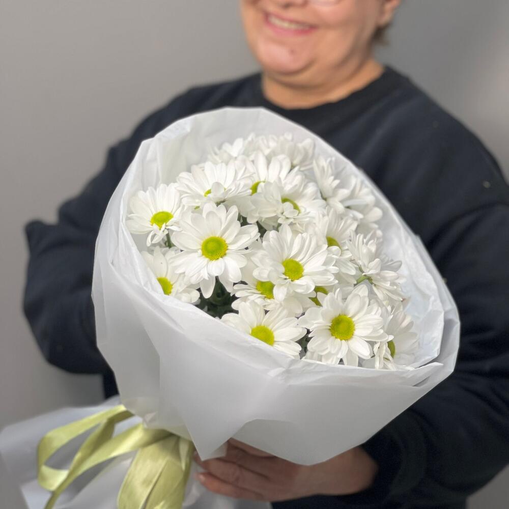 Букет «Ромашковый» – нежные белые хризантемы в деревенском стиле Сердобск Пензенская область